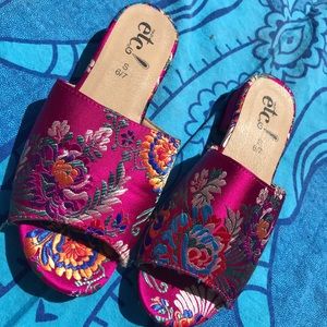 ETC Satin Embroidered Mules